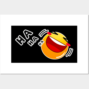 Yellow laughing emoji Posters and Art